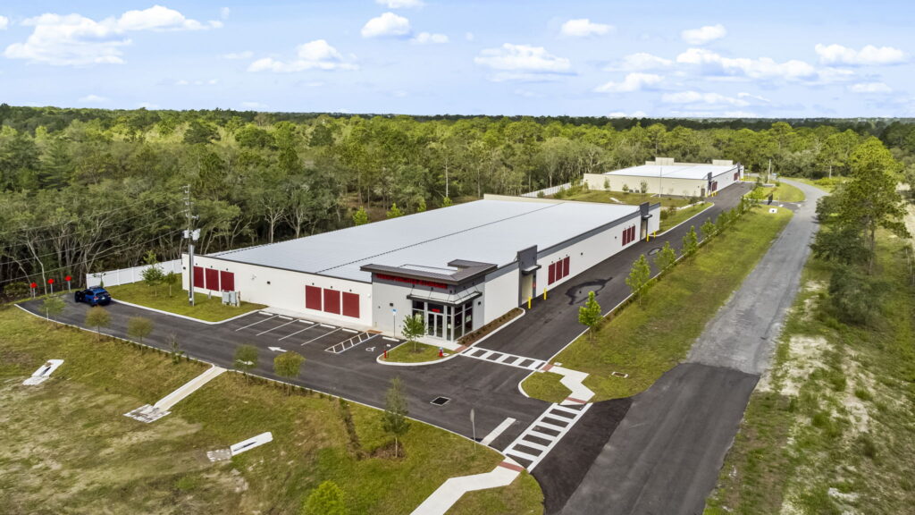 commercial real estate photography drone photo of a storage facility