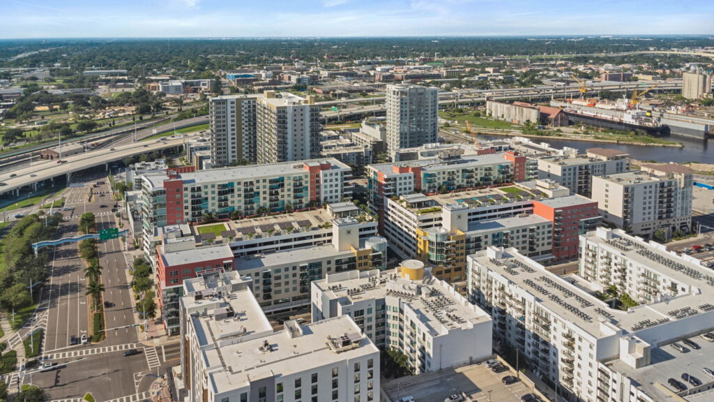 real estate photography drone photo downtown tampa apartment complex